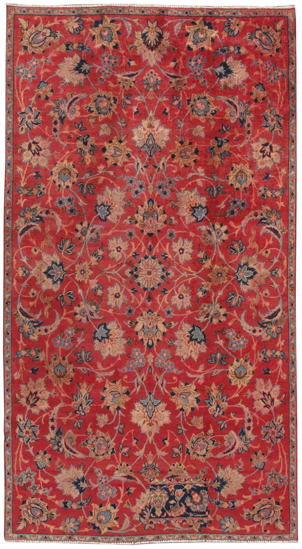 Canvello Vintage Hamadan Red Blue Area Rug - 4'3" X 8'10" - Canvello