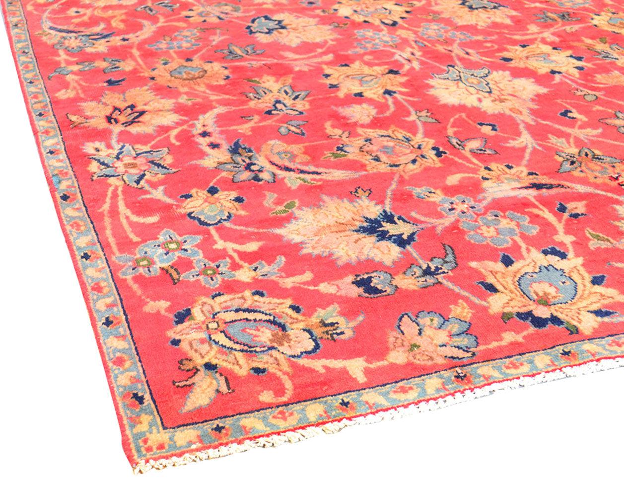 Canvello Vintage Hamadan Red Blue Area Rug - 4'3" X 8'10" - Canvello