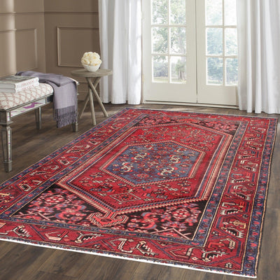 Canvello Vintage Hamadan Rust Wool Rug - 4'4" X 6'10" - Canvello