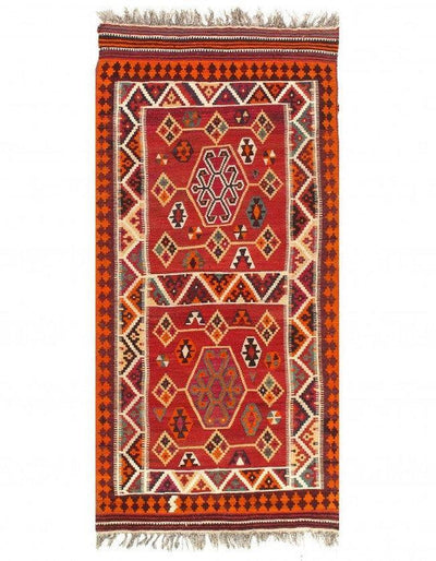 Canvello Vintage Hand Knotted Kilim Rug - 4'6'' X 9'2'' - Canvello