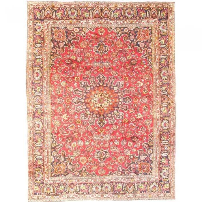 Canvello Vintage Hand Knotted Persian Mashad Rug - 9'3" x 12'8"