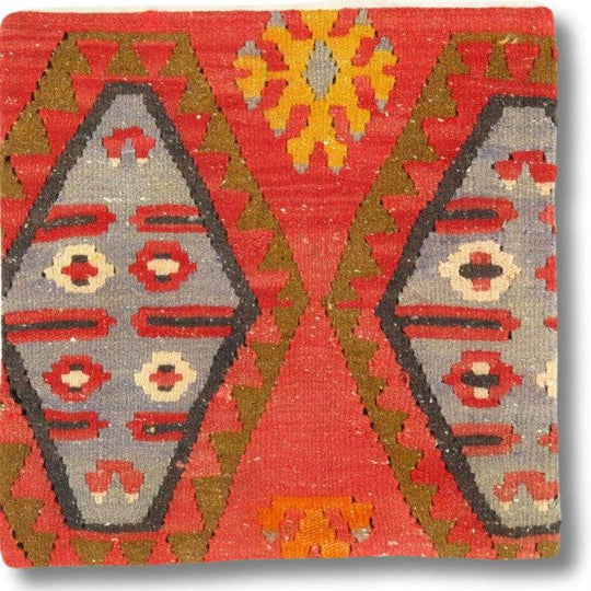 Alfombra de lana kazaka caucásica antigua del siglo XVIII para sala de estar - 3'7'' X 7'5''