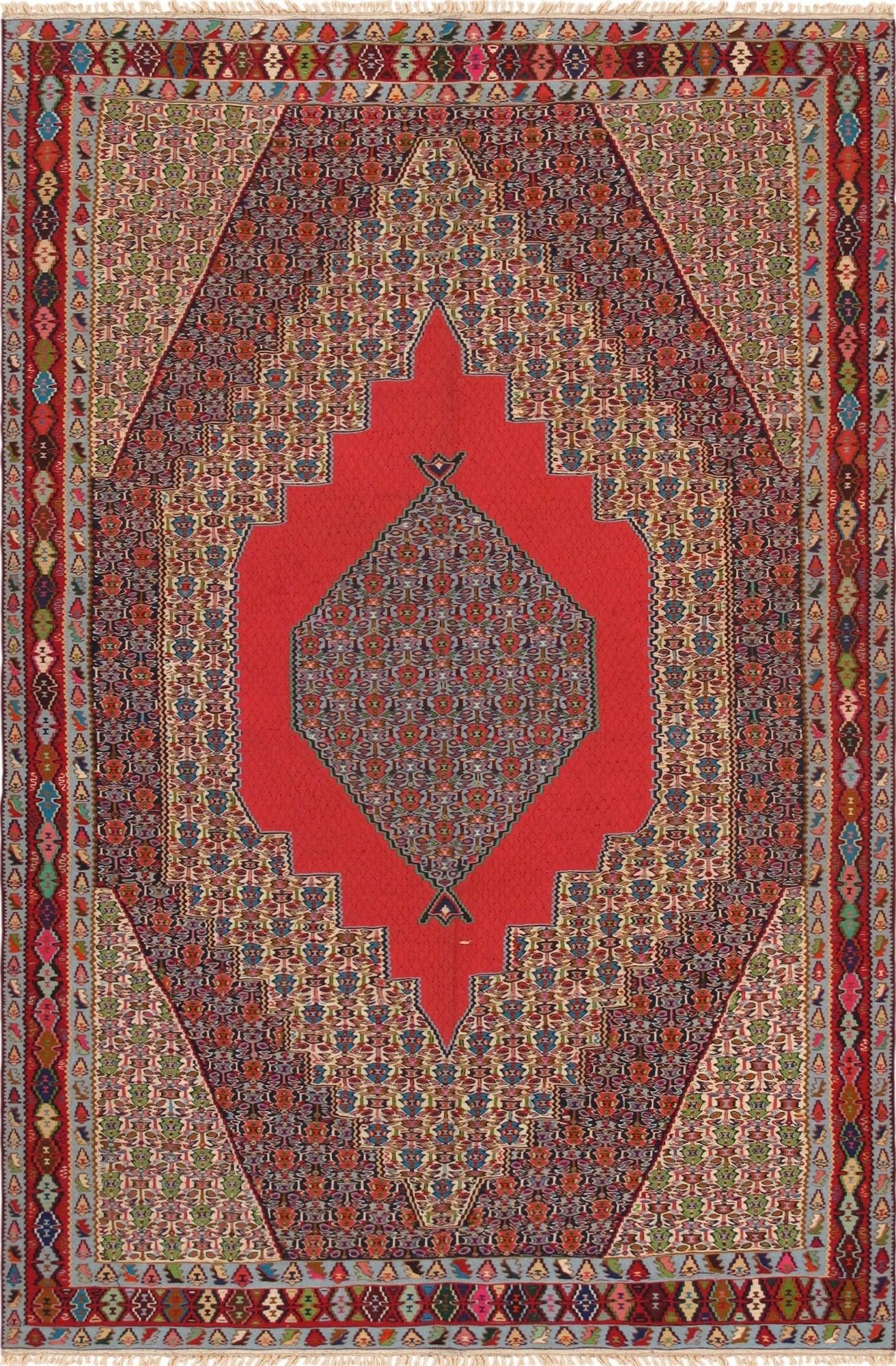 Canvello Vintage Hand-Woven Senneh Rug - 6'7" X 9'10"
