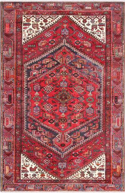 Canvello Vintage Joshegan Red Blue Area Rug - 4'2" X 6'7" - Canvello