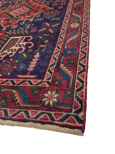 Canvello Vintage Karajeh Blue And Red Area Rug - 3'3" X 12'4" - Canvello