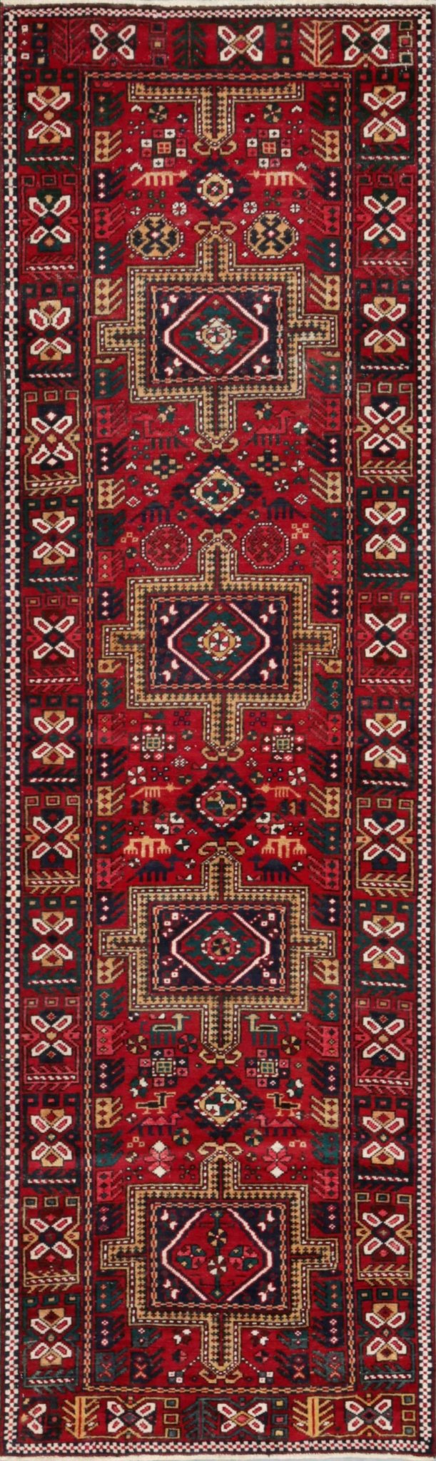 Canvello Vintage Karajeh Wool Area Designer Rugs - 3'2" X 10'8" - Canvello