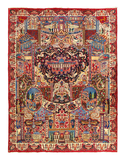 Canvello Vintage Kashmar Red And Beige Rugs - 9'6'' X 12'9'' - Canvello