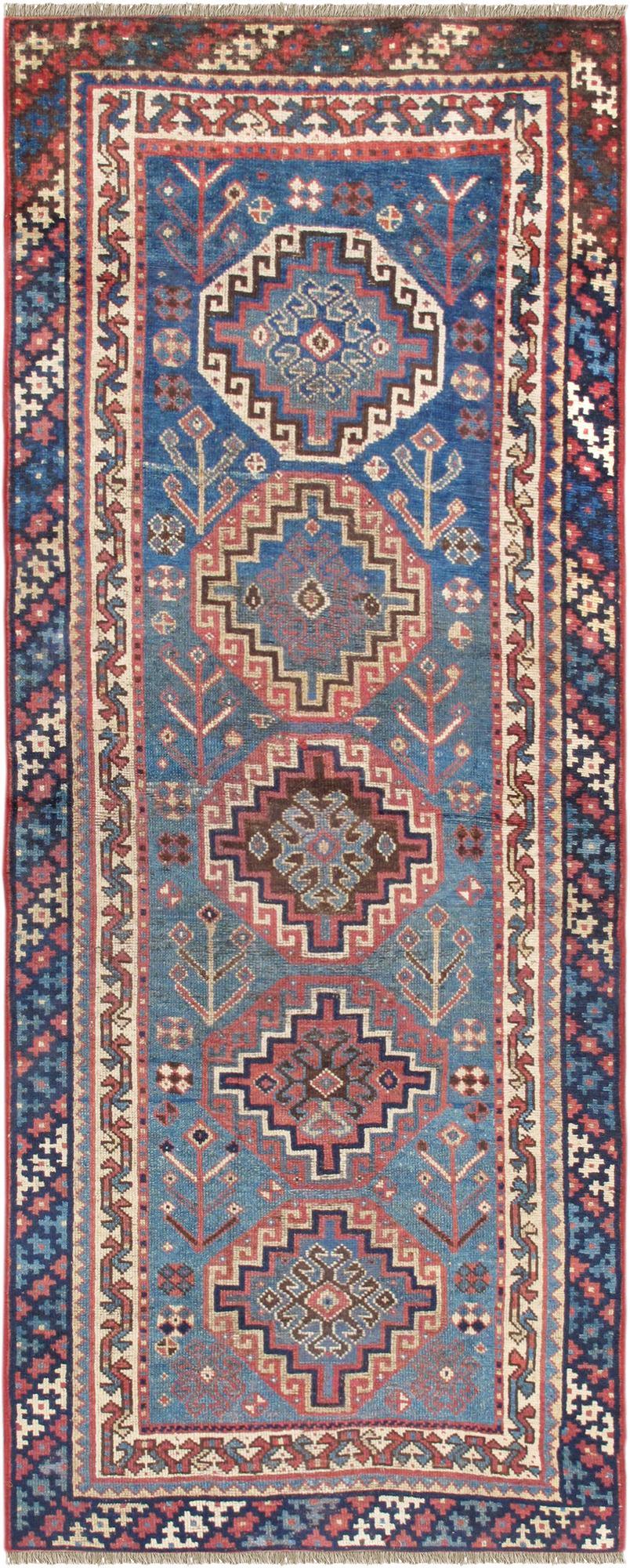 Canvello Vintage Kazak Light Blue Area Rug - 3'11" X 10'1" - Canvello