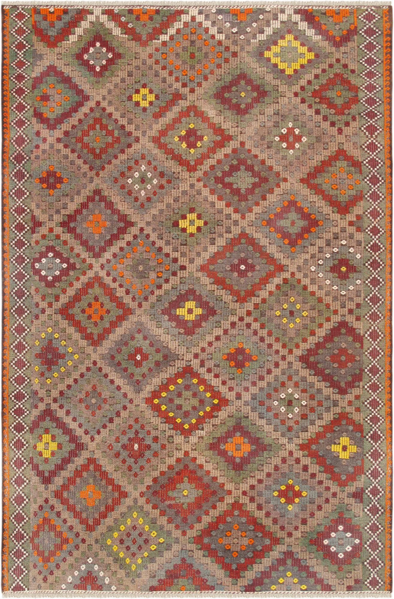 Canvello Vintage Kilim Multi Lamb's Wool Area Rug - 6'5" X 9'11" - Canvello