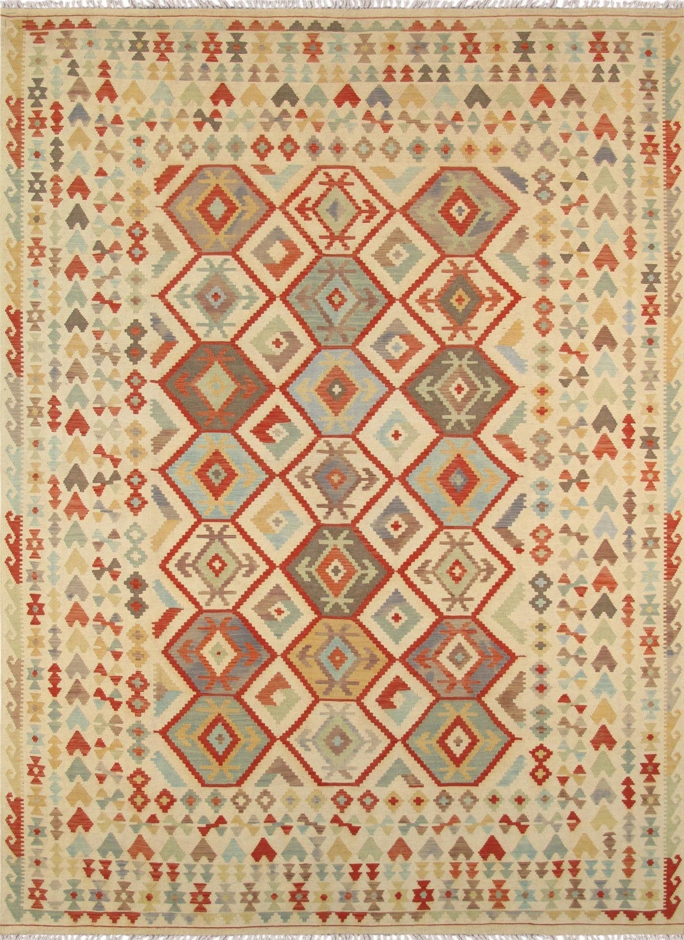 Canvello Vintage Kilim Multi Lamb's Wool Area Rug - 8'4" X 11'6" - Canvello