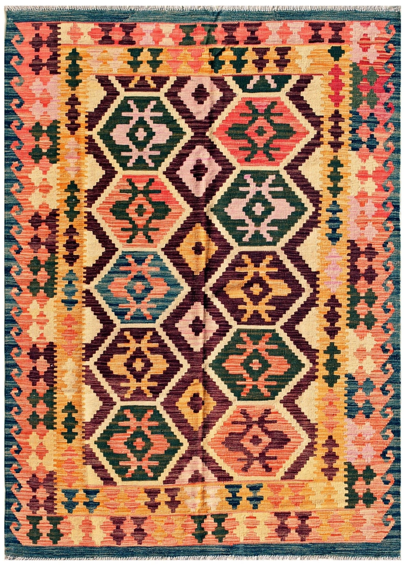 Canvello Vintage Kilim Multi Wool Area Rug - 4'9" X 6'7" - Canvello