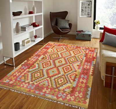 Canvello Vintage Kilim Multi Wool Area Rug - 5' X 6'9" - Canvello