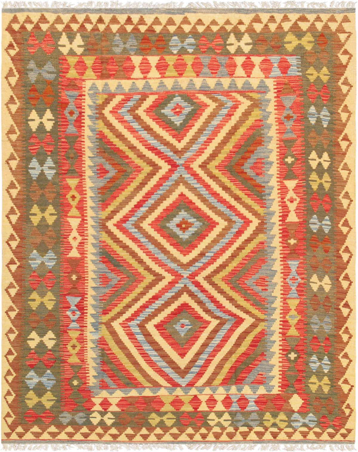 Canvello Vintage Kilim Multi Wool Area Rug- 5'1" X 6'5"