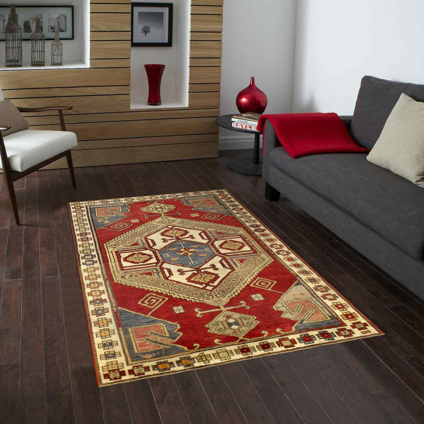 Canvello Vintage Lamb's Wool Area Kazak Rugs - 4'1" X 5'9" - Canvello