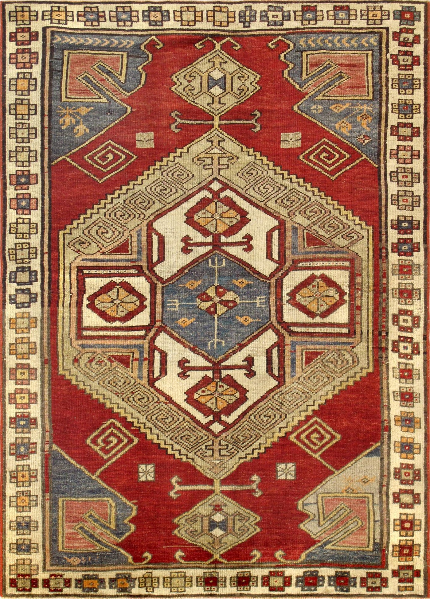 Canvello Vintage Lamb's Wool Area Kazak Rugs - 4'1" X 5'9" - Canvello