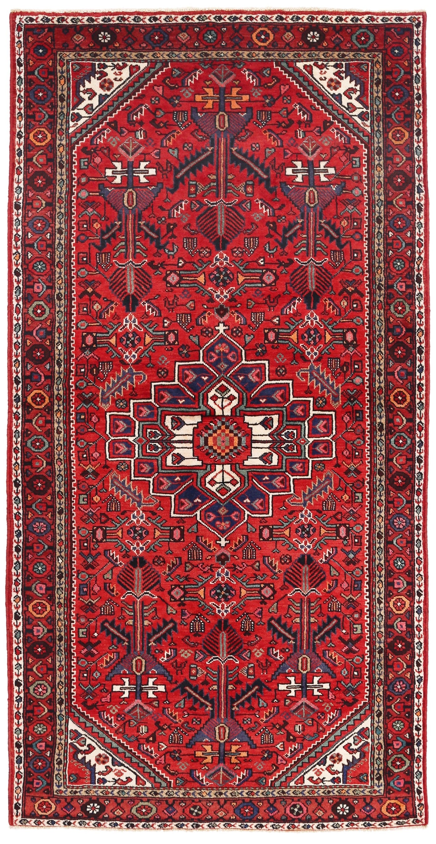 Canvello Vintage North West Blue Red Area Rug - 4'7" X 9'1"