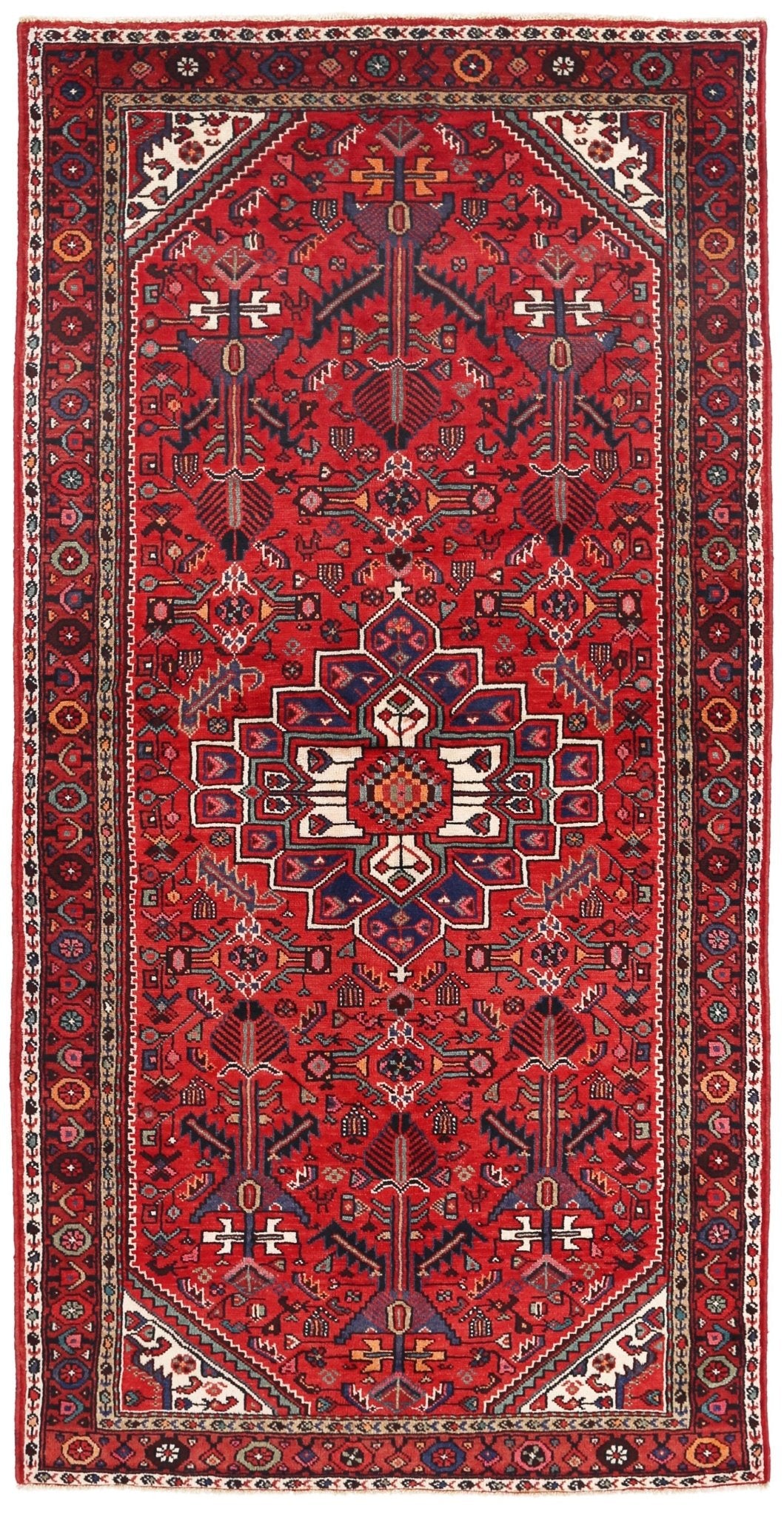 Canvello Vintage North West Blue Red Area Rug - 4'7" X 9'1" - Canvello