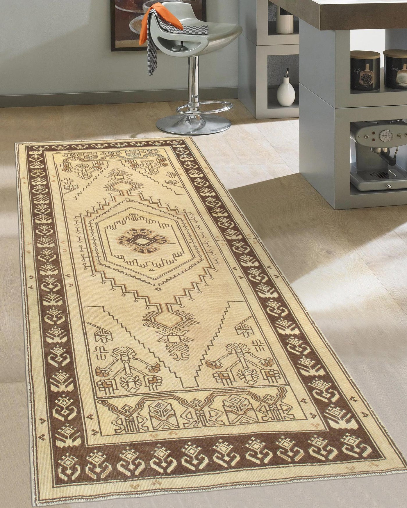 Canvello Vintage Oushak Beige Lamb's Wool Area Rug - 3'6" X 6'10" - Canvello