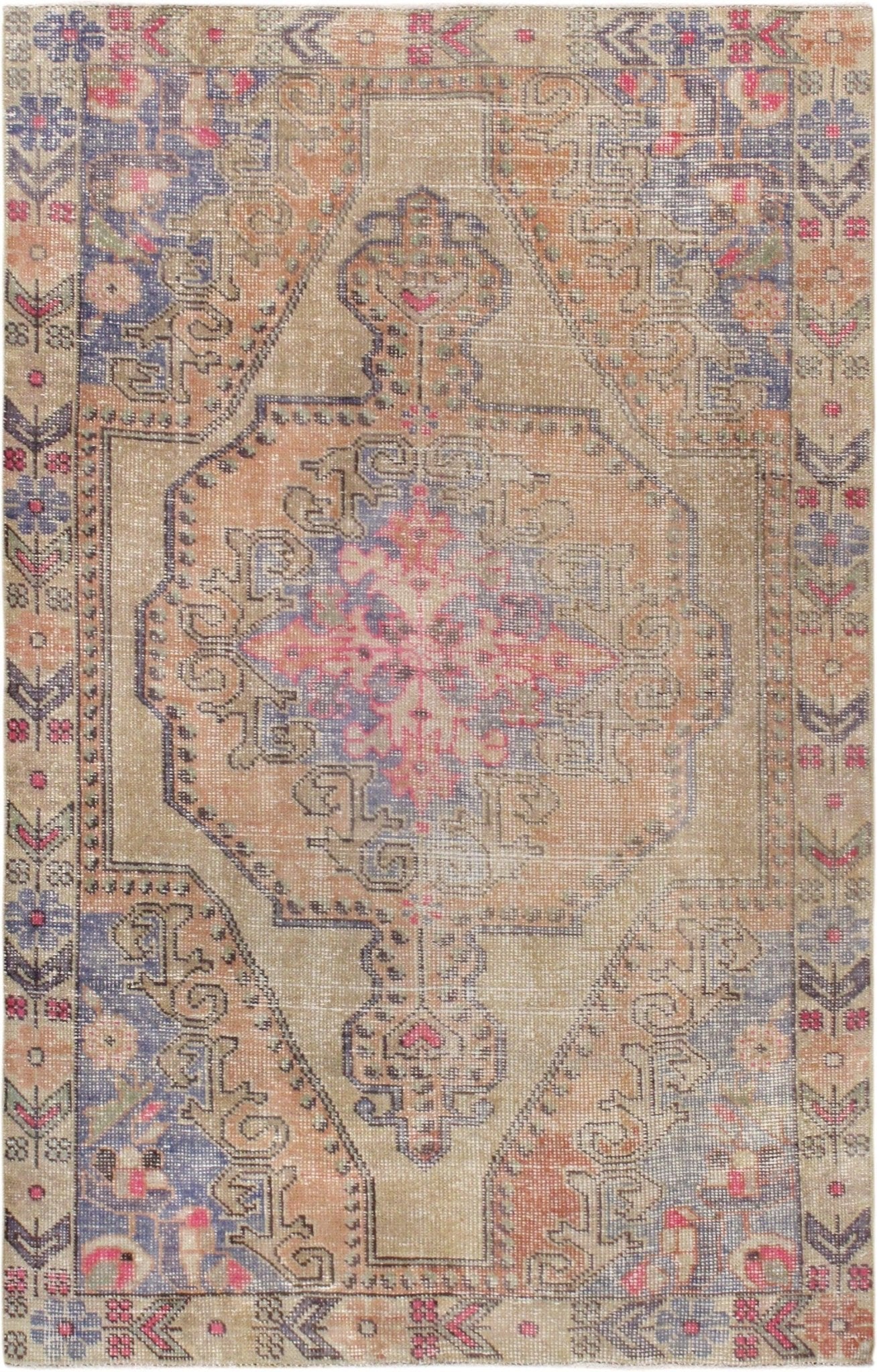 Canvello Vintage Oushak Beige Lamb's Wool Area Rug - 4'4" X 7' - Canvello