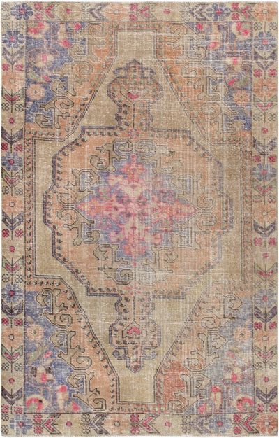 Canvello Vintage Oushak Beige Lamb's Wool Area Rug - 4'4" X 7' - Canvello