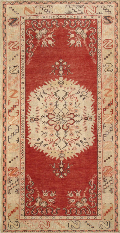 Canvello Vintage Oushak Coral Lamb's Wool Area Rug- 3'4" X 6'6"