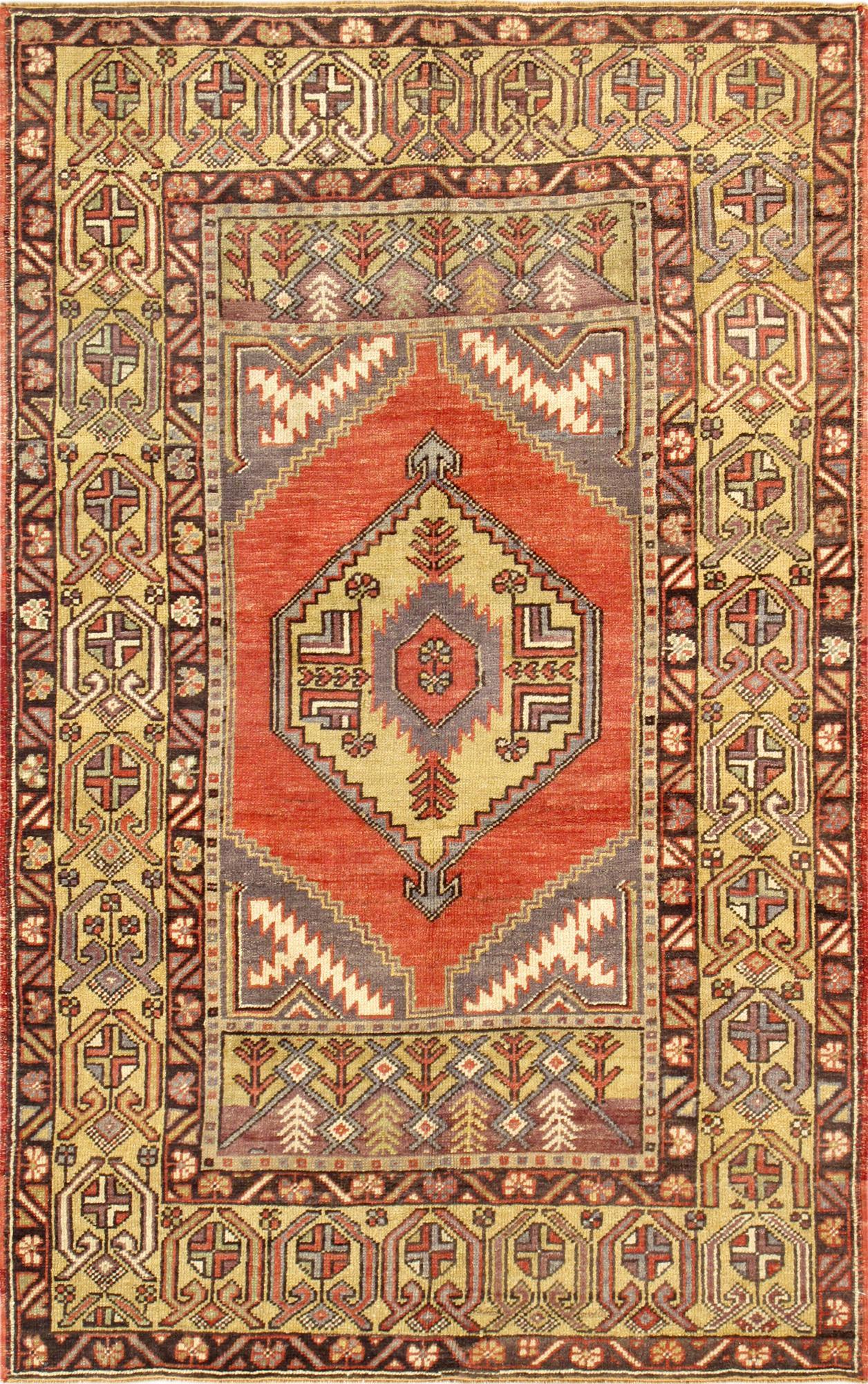 Canvello Vintage Oushak Coral Lamb's Wool Area Rug- 3'7" X 5'10"