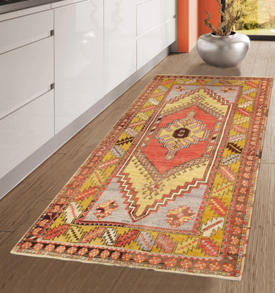 Canvello Vintage Oushak Coral Lamb's Wool Area Rug- 3'7" X 6'9"