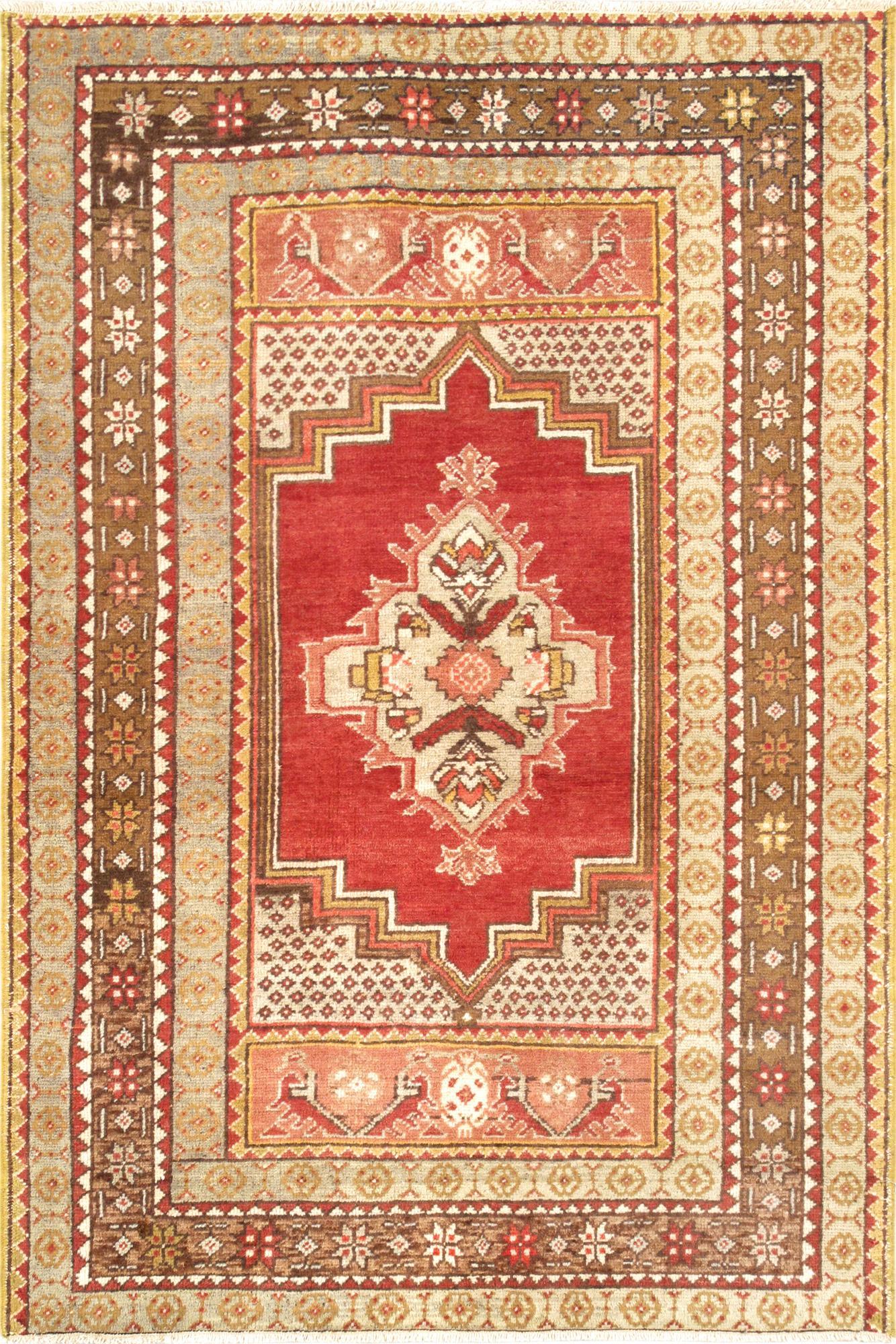 Canvello Vintage Oushak Coral Lamb's Wool Area Rug- 3'8" X 5'7"