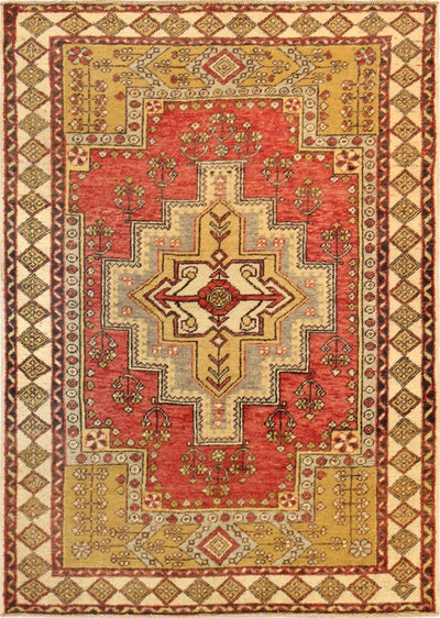 Canvello Vintage Oushak Coral Lamb's Wool Area Rug- 4' X 6'