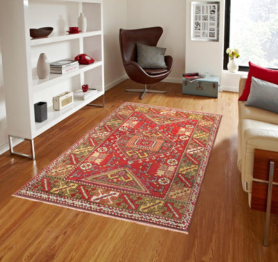 Canvello Vintage Oushak Red Lamb's Wool Area Rug - 4'1" X 6' - Canvello