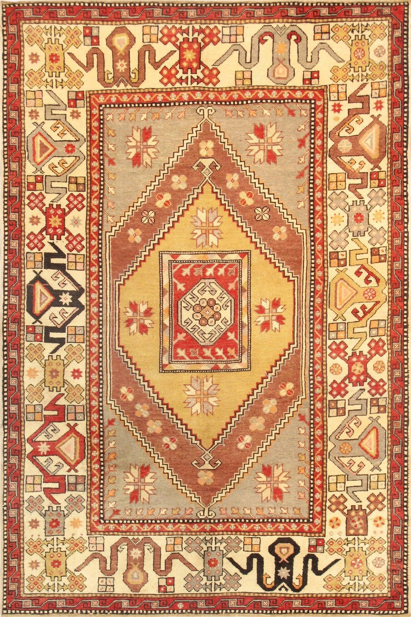 Canvello Vintage Oushak Tan Lamb's Wool Area Rug - 5'7" X 8'9" - Canvello