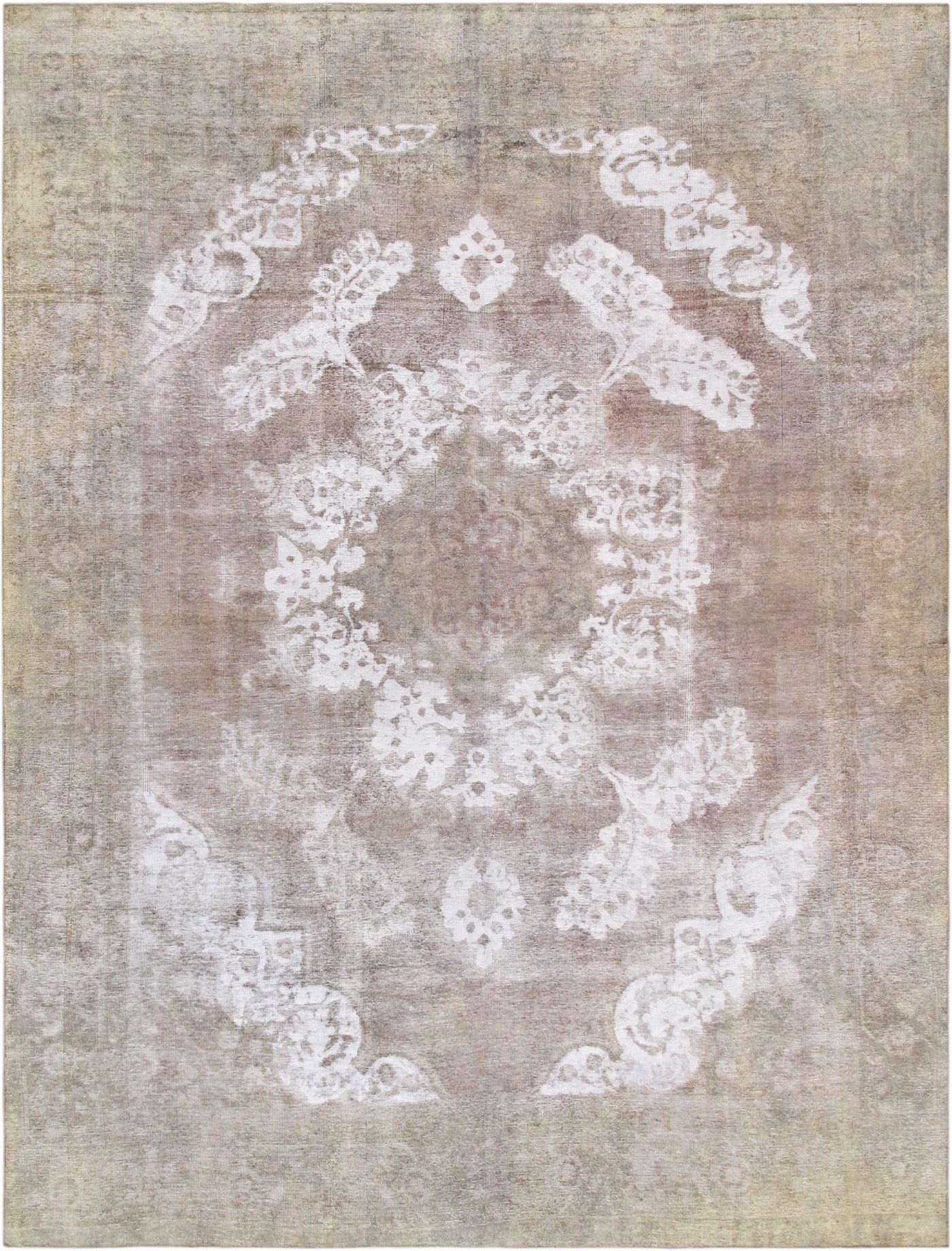 Canvello Vintage Overdyed Beige Persian Rugs - 9'2" X 12'6"
