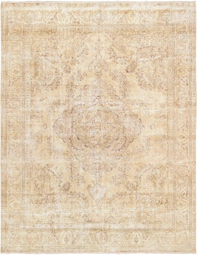 Canvello Vintage Overdyed Beige Wool Rugs - 9'9" X 12'6"