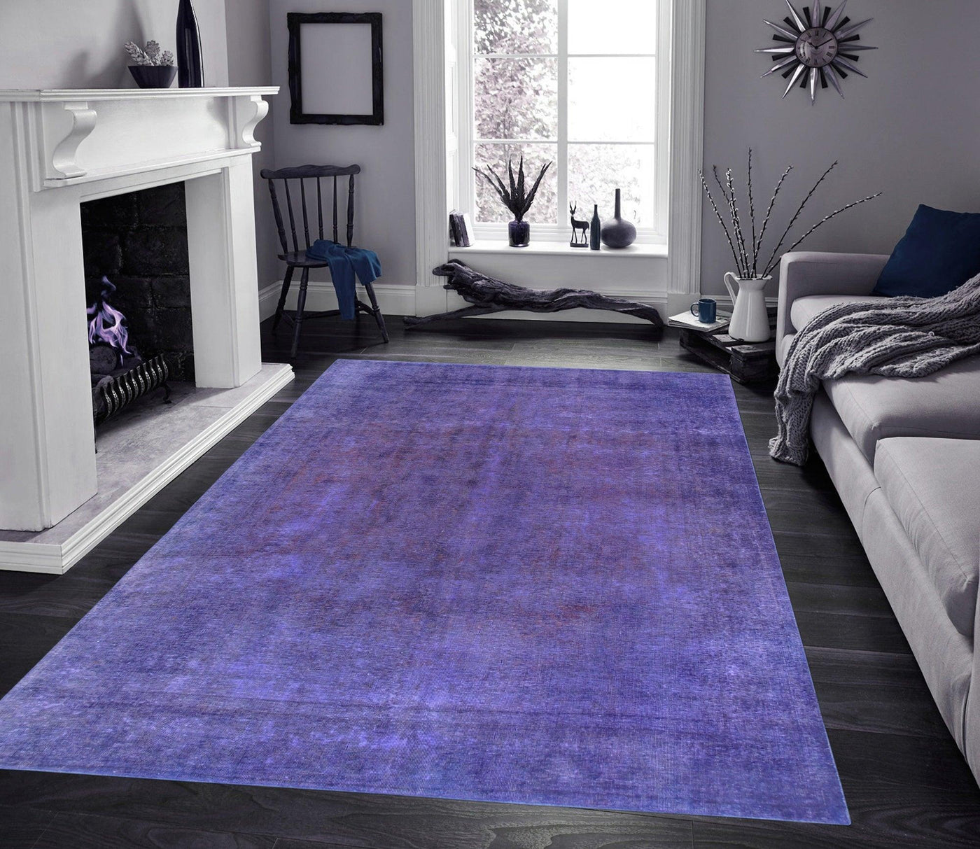 Canvello Vintage Overdyed Purple Area Rug - 8' X 10'6"