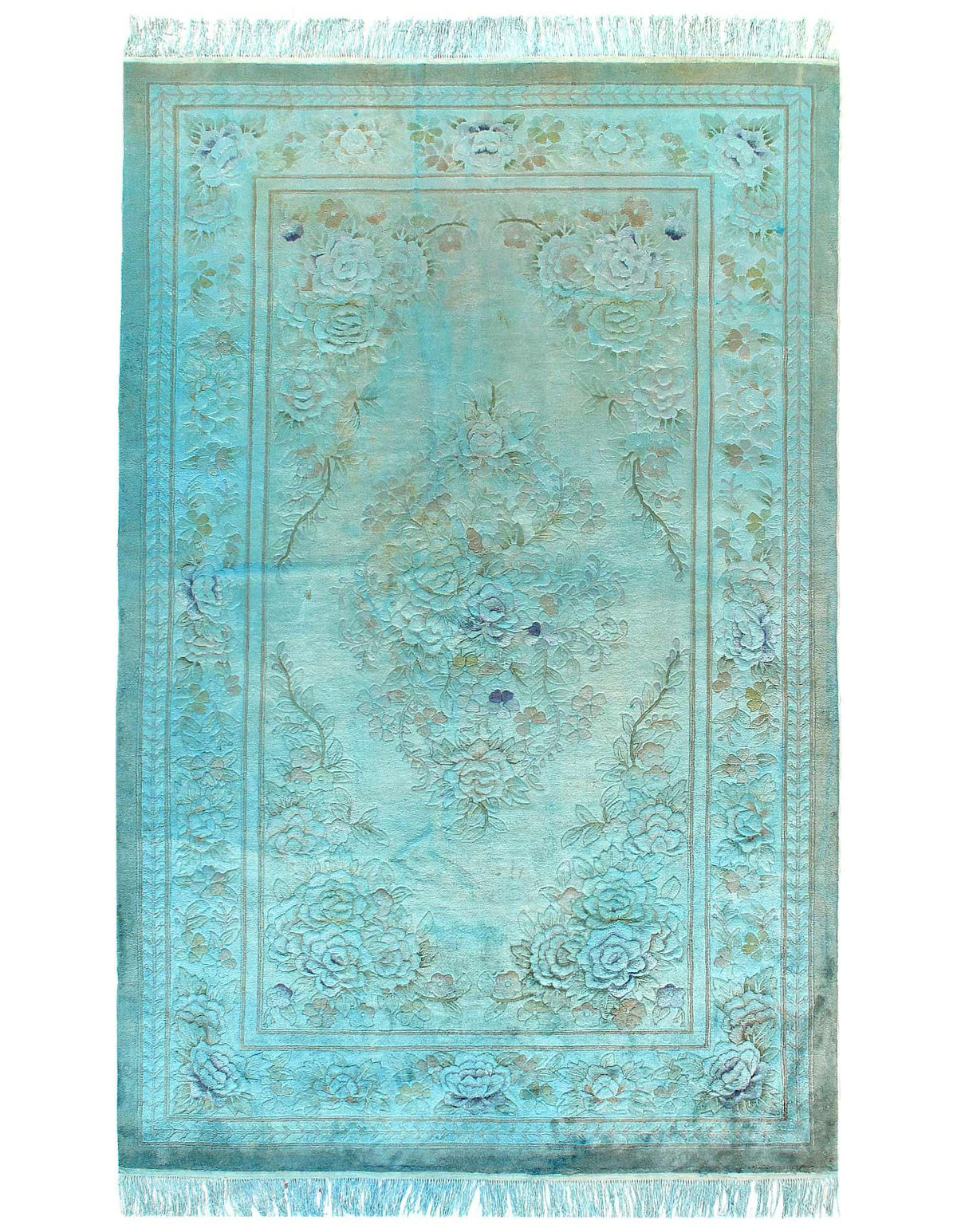 Alfombra Savonnerie vintage sobreteñida Canvello - 6' X 9' 