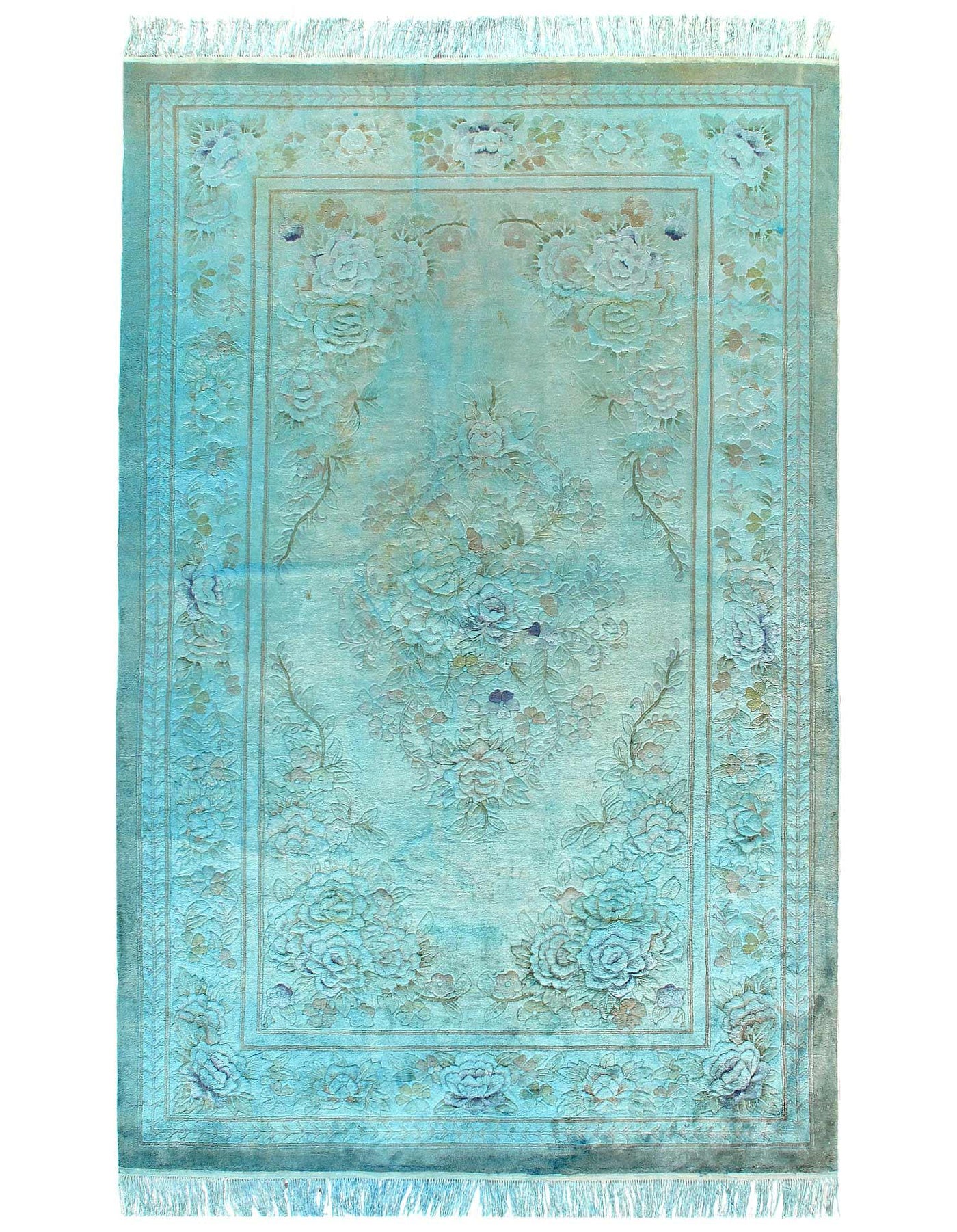 Canvello Vintage Overdyed Savonnerie Rug - 6' X 9'
