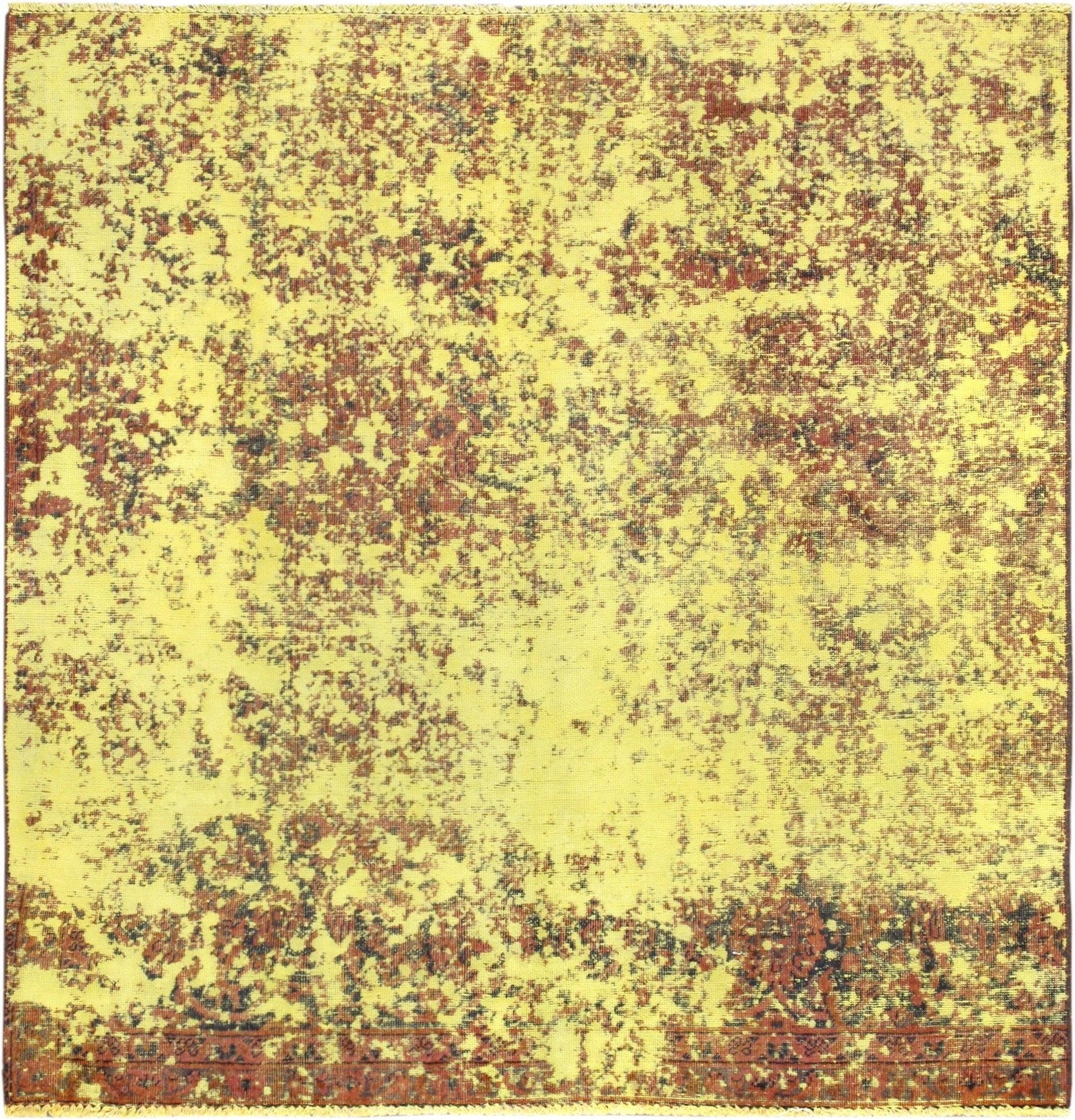 Canvello Vintage Overdyed Yellow Area Rug - 4' X 4'4" - Canvello