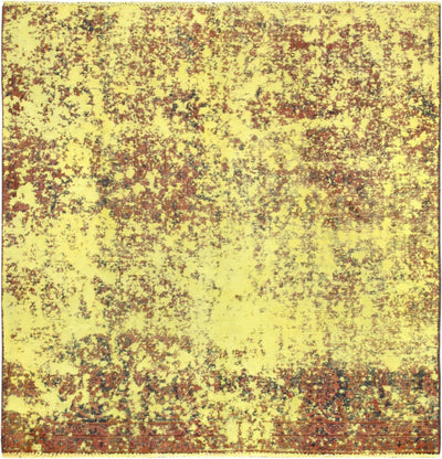 Canvello Vintage Overdyed Yellow Area Rug - 4' X 4'4" - Canvello