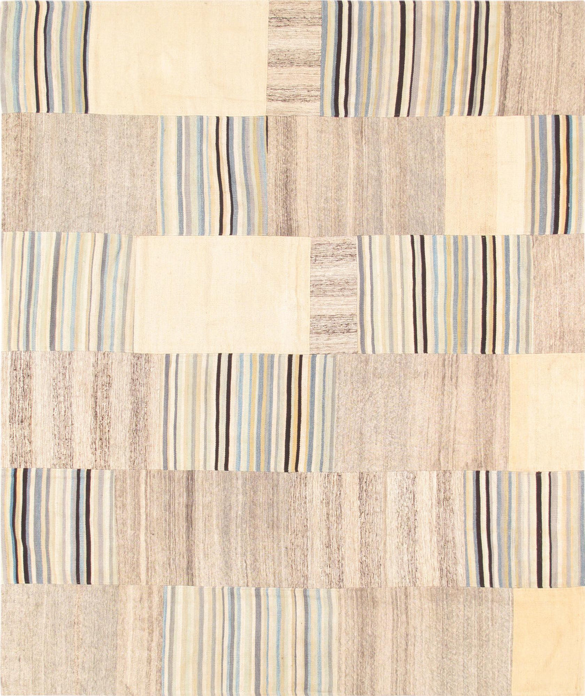 Canvello Vintage Patchwork Multi Lamb's Wool Area Rug- 6'6" X 7'11"