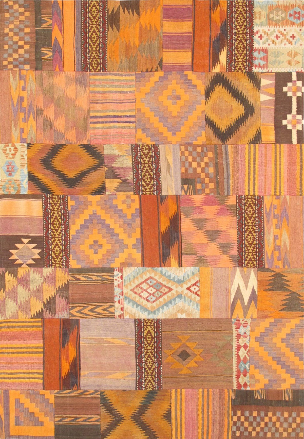 Canvello Vintage Patchwork Multi Lamb's Wool Area Rug- 6'6" X 9'8"