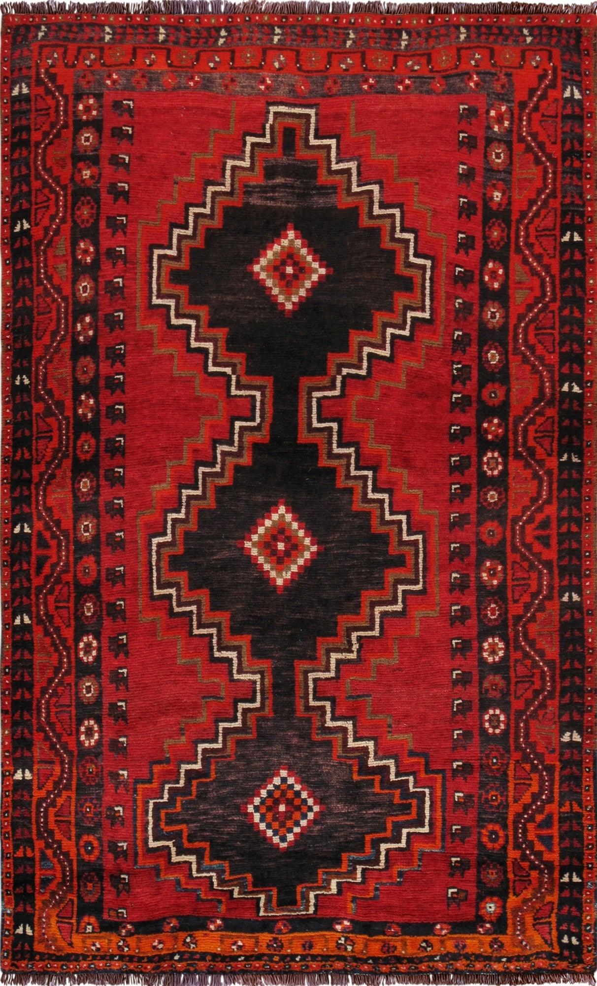 Canvello Vintage Red Lamb's Wool Shiraz Rug - 4'2" X 7'2" - Canvello