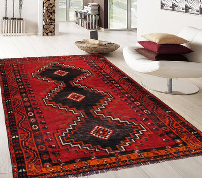 Canvello Vintage Red Lamb's Wool Shiraz Rug - 4'2" X 7'2" - Canvello