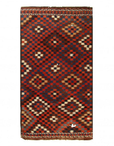 Vintage Red Turkish Hand Knotted Kilim 9'2'' X 12'2''