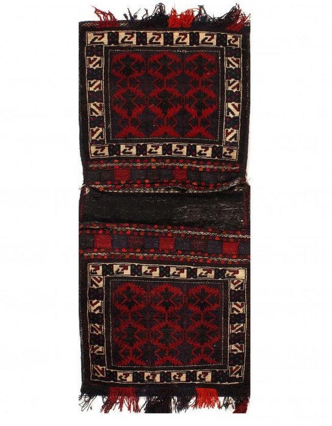 Canvello Vintage Persian Shiraz Black Saddle Bag - 2'2'' X 4'9''