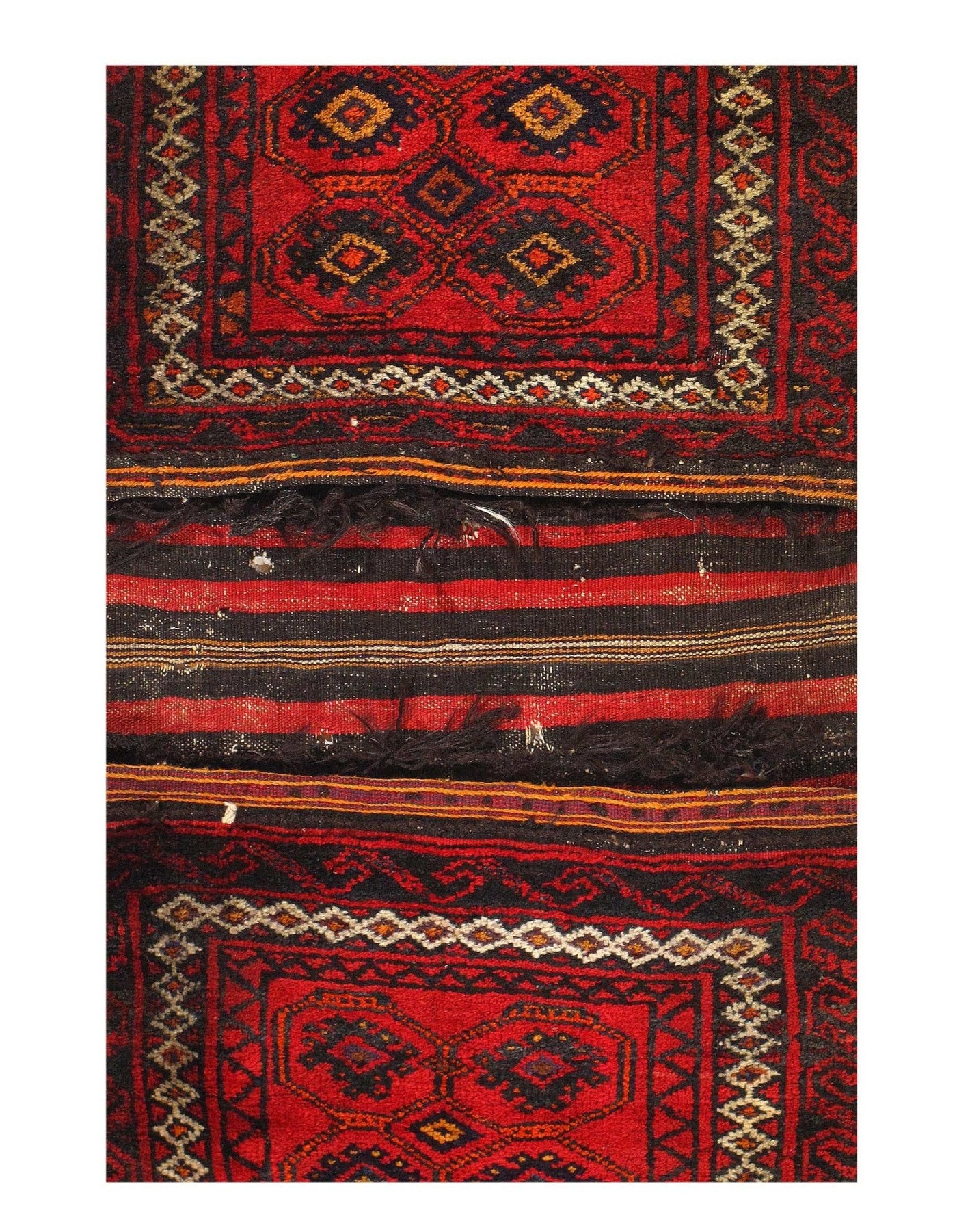 Canvello Vintage Silkroad Shiraz Black Saddle Bag Rug - 2'1'' X 4' - Canvello