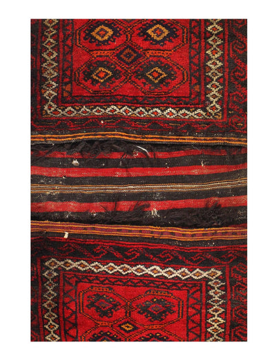 Canvello Vintage Silkroad Shiraz Black Saddle Bag Rug - 2'1'' X 4' - Canvello