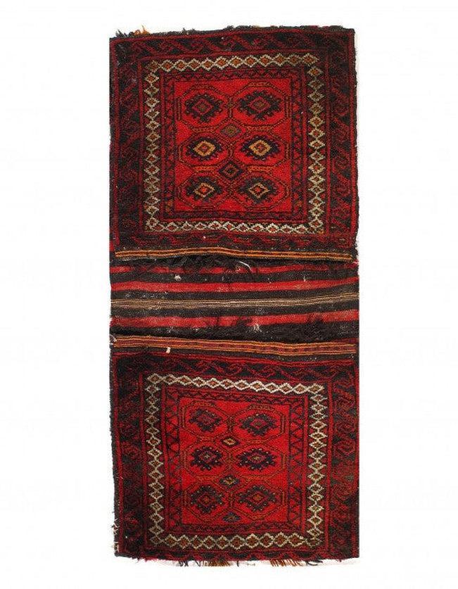 Canvello Vintage Silkroad Shiraz Black Saddle Bag Rug - 2'1'' X 4' - Canvello