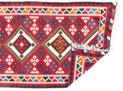 Canvello Vintage Silkroad Shiraz Red Kilim Rug - 4'8'' X 9'5'' - Canvello