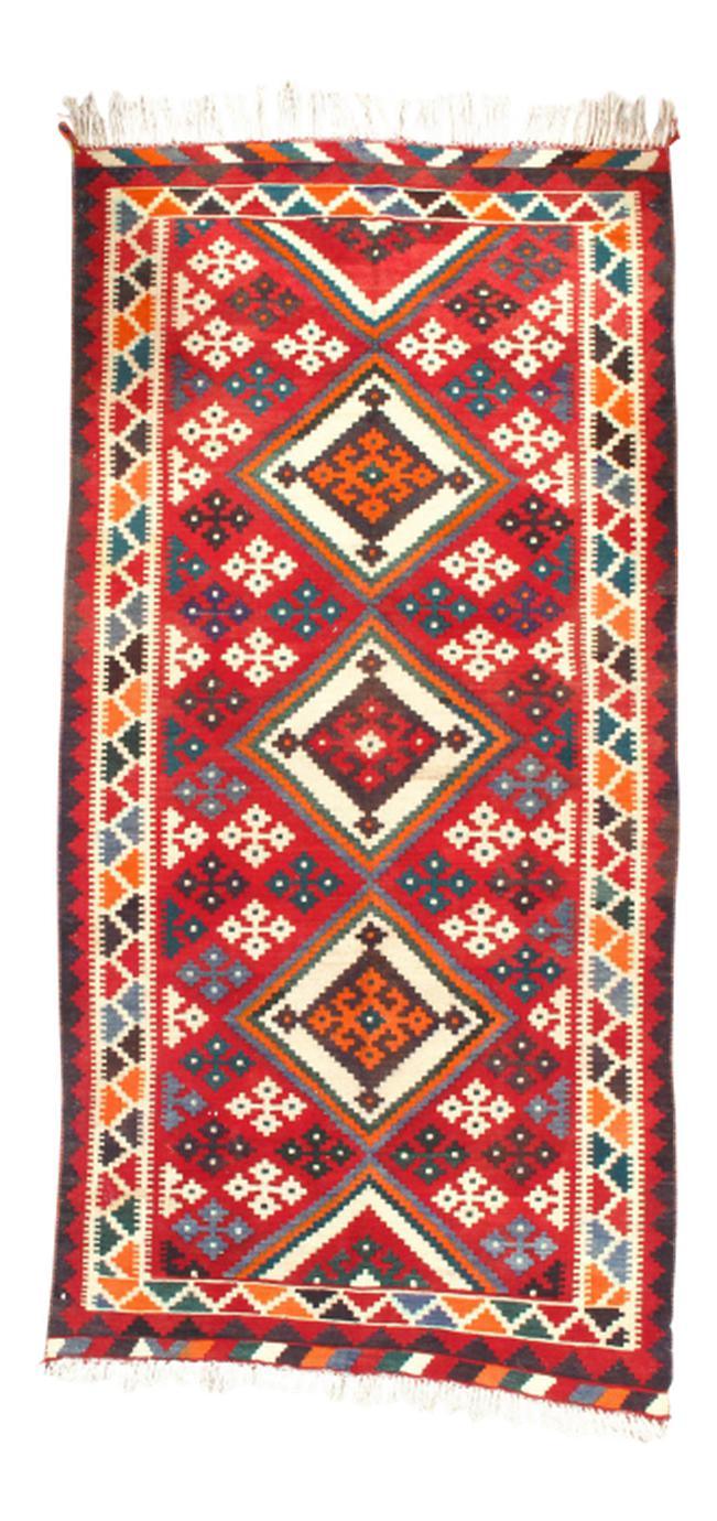 Canvello Vintage Silkroad Shiraz Red Kilim Rug - 4'8'' X 9'5'' - Canvello