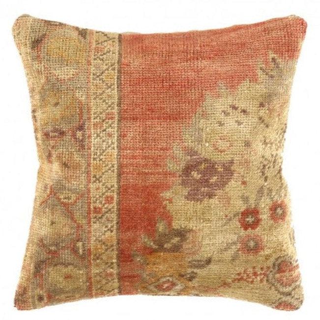 Canvello Vintage Turkish Hand Knotted Rug Pillow - 16" X 16" - Canvello